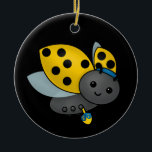 Ornamento De Cerâmica Hanukkah Ladybug<br><div class="desc">Chanucá Ladybug bonito em um boné com um sonho.</div>