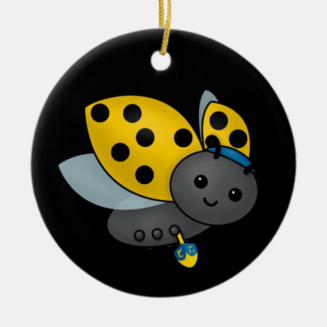 Ornamento De Cerâmica Hanukkah Ladybug (Frente)