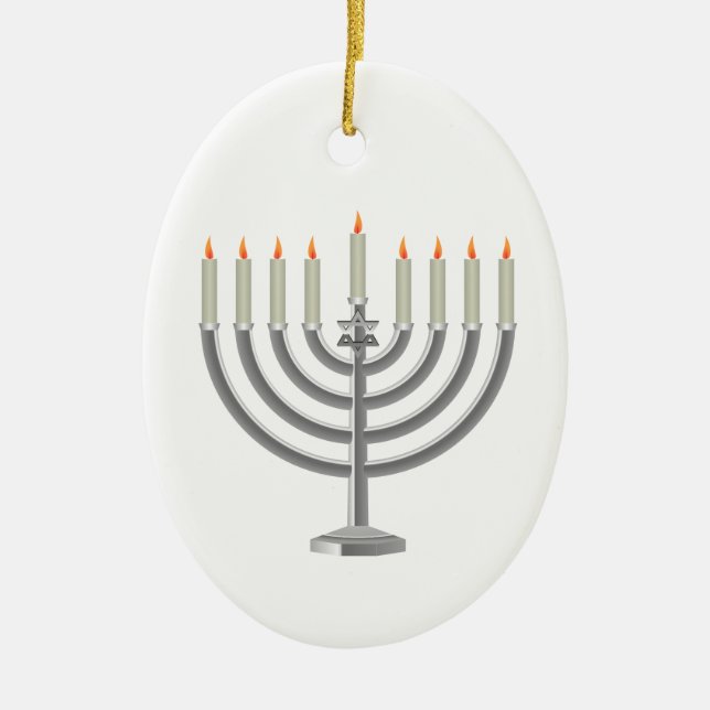 Ornamento De Cerâmica Hanukkah menorah (Frente)