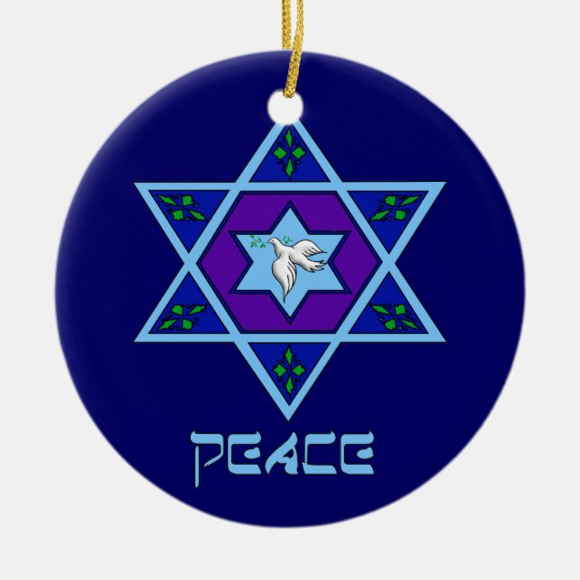 Ornamento De Cerâmica Hanukkah Peace Art (Frente)