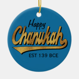 Ornamento De Cerâmica Hanukkah "Retro Happy Chanukah"/Ornamento Círculo