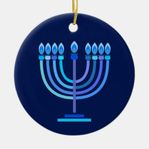 Ornamento De Cerâmica Hanukkiah Feliz Hanukkah Feriado Judeu Menorah