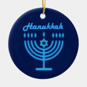 Ornamento De Cerâmica Hanukkiah Happy Hanukkah Holiday Menorah