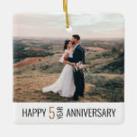 Ornamento De Cerâmica Happy Anniversary Photo Keepsake Gift<br><div class="desc">Personalized 1, 2, 3, 4, 5 year Wedding Anniversary Gift Ideas for Parents, Grandparents, Friends or Family. You can personalize this Happy Anniversary design by adding your photo and number of years and text on the back side (optional). If your number of years is 10 or more, you need to...</div>