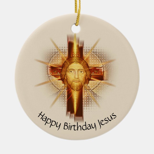 Ornamento De Cerâmica Happy Birthday Jesus Ornament (Frente)