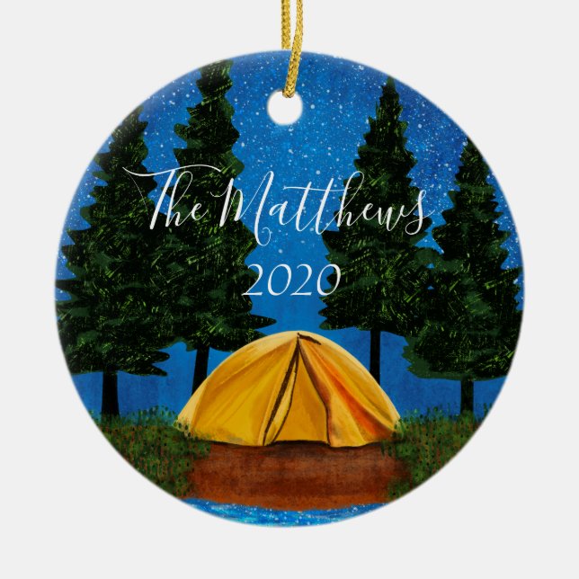 Ornamento De Cerâmica Happy Campers Personalized Family Ornament (Frente)