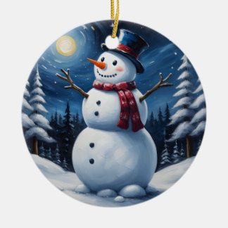 Ornamento De Cerâmica Happy christmas snowman