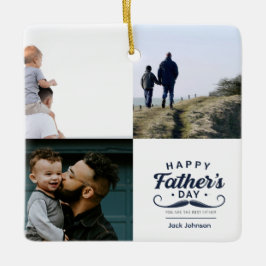 Ornamento De Cerâmica Happy Father’s Day Mustache Tribute Design