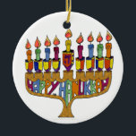 Ornamento De Cerâmica Happy Hanukkah Dreidels Menorah<br><div class="desc">Você está vendo a coleção de Design Lee Hiller. Roupa,  Ofertas e Coleções Lee Hiller Fotografia ou Coleção de Arte Digital. Você pode ver sua fotografia da Nature em http://HikeOurPlanet.com/ e seguir seu blog de caminhada no Hot Primavera National Park.</div>