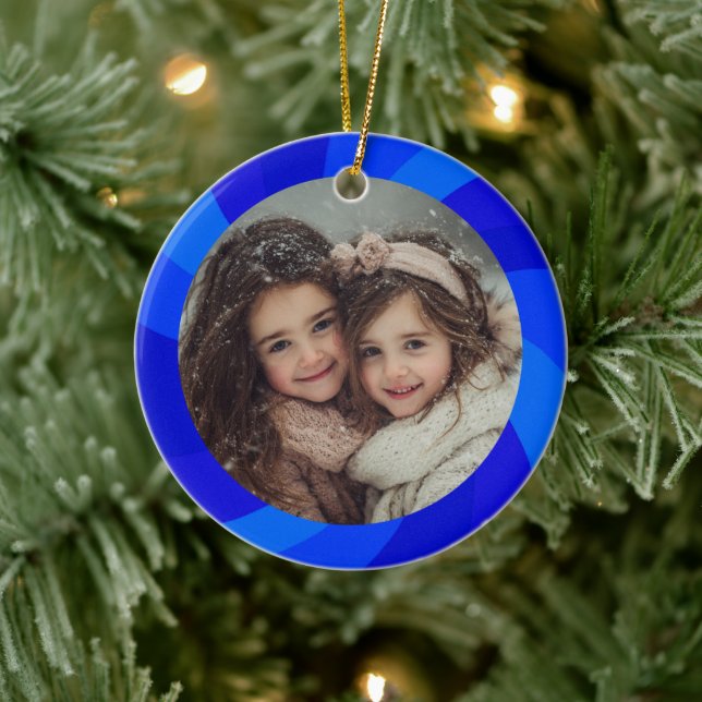 Ornamento De Cerâmica HAPPY HANUKKAH Modern Swirl Star Custom PHOTO (Árvore)