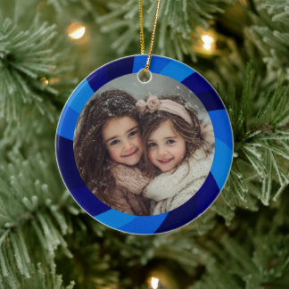 Ornamento De Cerâmica HAPPY HANUKKAH Modern Swirl Star Custom PHOTO