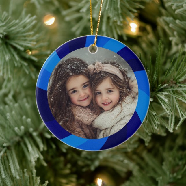 Ornamento De Cerâmica HAPPY HANUKKAH Modern Swirl Star Custom PHOTO (Árvore)