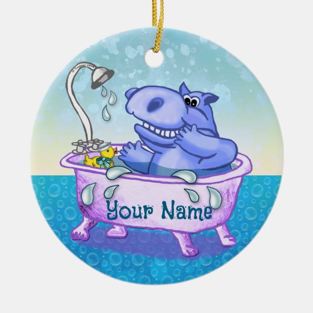 Ornamento De Cerâmica Happy Hippo Bath (Frente)
