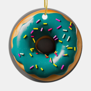 Ornamento De Cerâmica Happy Holi-Glaze Rosquinha engraçada Pun Natal