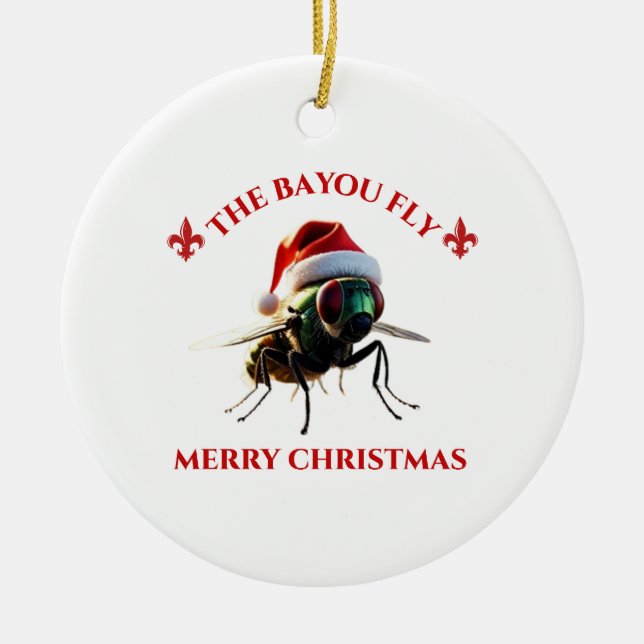 Ornamento De Cerâmica Happy Holidays The Bayou Fly (Frente)