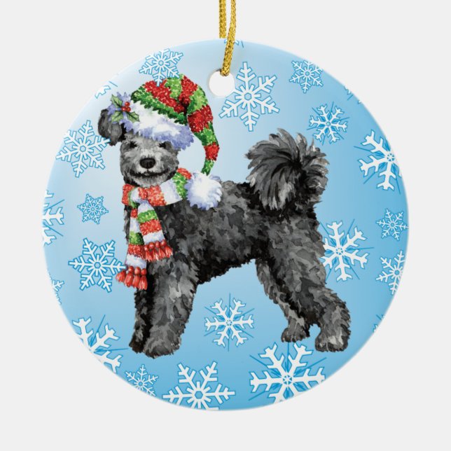 Ornamento De Cerâmica Happy Howliday Pumi (Frente)
