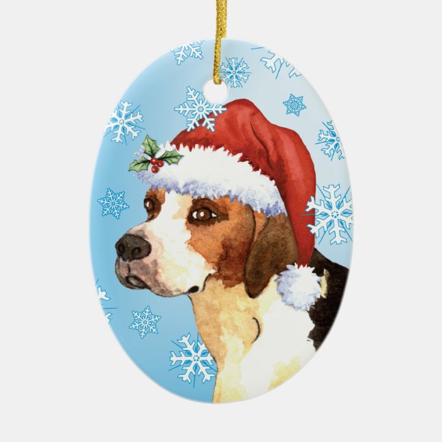 Ornamento De Cerâmica Happy Howlidays Inglês Foxhound (Frente)