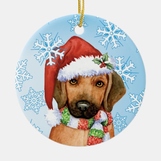 Ornamento De Cerâmica Happy Howlidays Ridgeback (Frente)