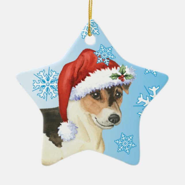 Ornamento De Cerâmica Happy Howlidays Russell Terrier (Frente)
