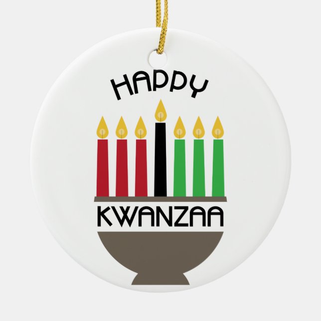 Ornamento De Cerâmica Happy Kwanzaa (Frente)