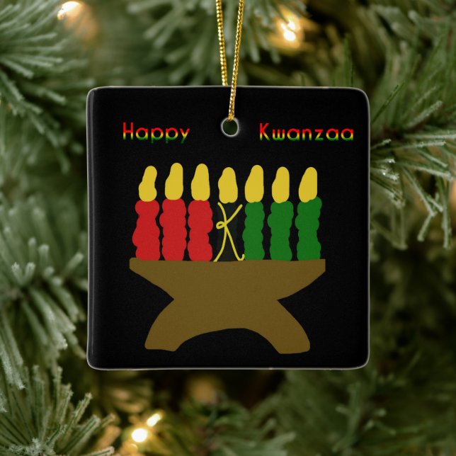 Ornamento De Cerâmica Happy Kwanzaa Kinara (Árvore)