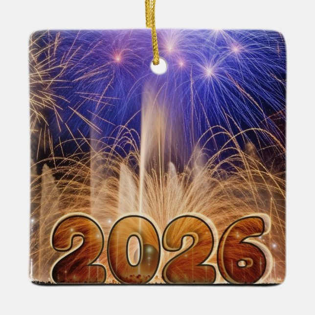 Ornamento De Cerâmica Happy New Year 2026 Ornament (Frente)