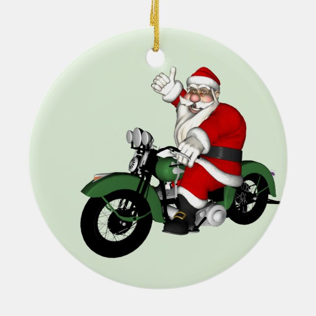 Ornamento De Cerâmica Happy Santa Claus Biker (Traseira)