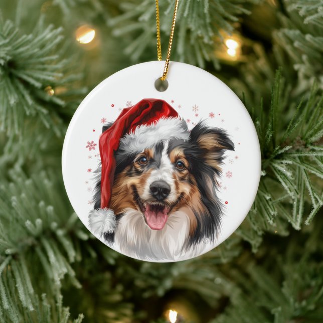 Ornamento De Cerâmica Happy Sheltie Dog Christmas Personalized (Árvore)