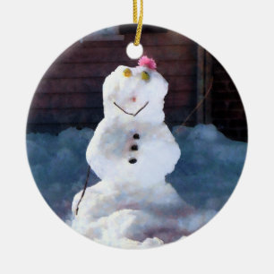 Ornamento De Cerâmica Happy Snowman