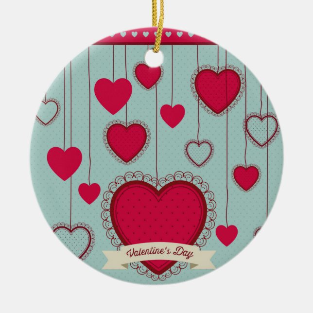 Ornamento De Cerâmica happy valentines (Frente)