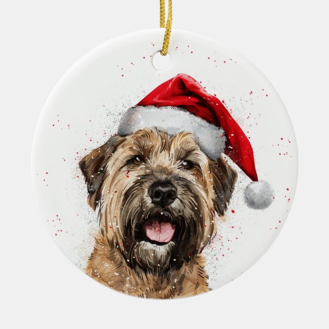 Ornamento De Cerâmica Happy Wheaten Terrier Dog Christmas Personalized (Frente)