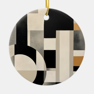 Ornamento De Cerâmica Harmonia em Tons: Composição Abstrata em Preto e B