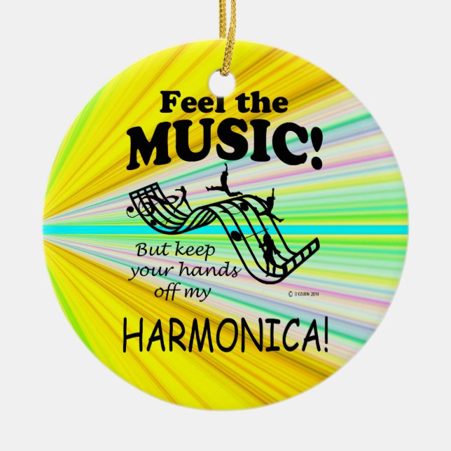 Ornamento De Cerâmica Harmonica Sente A Música (Frente)