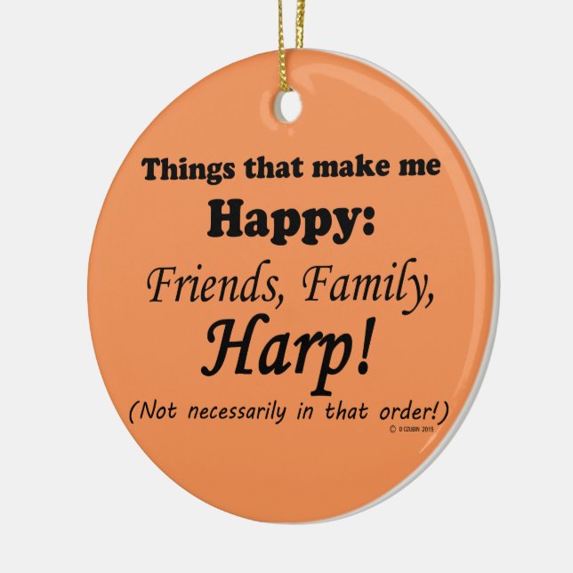 Ornamento De Cerâmica Harp Me Torna Feliz (Esquerda)