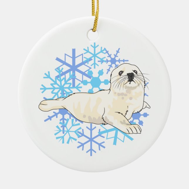 Ornamento De Cerâmica Harp Seal (Frente)