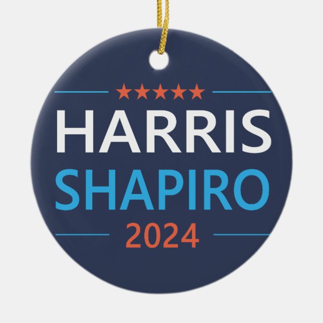 Ornamento De Cerâmica Harris Shapiro 2024 Kamala Harris Democrata (Frente)