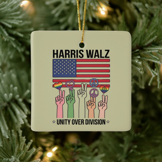 Ornamento De Cerâmica Harris Waltz 2024 Unity Over Division (Árvore)