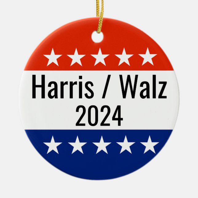 Ornamento De Cerâmica Harris Walz 2024 Eleição (Frente)