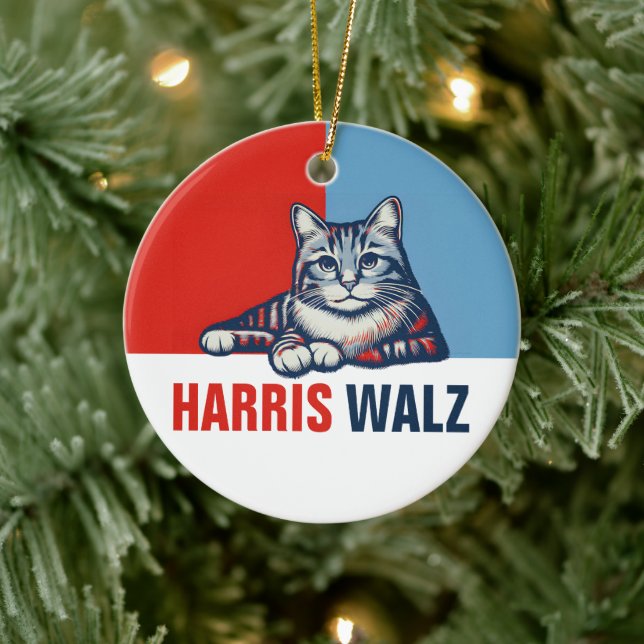 Ornamento De Cerâmica Harris Walz 2024 Obviamente Blue Cat (Árvore)
