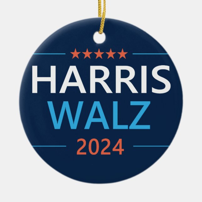 Ornamento De Cerâmica Harris Walz 2024 para Presidente (Frente)