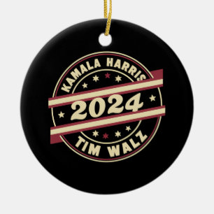 Ornamento De Cerâmica Harris Walz 2024 para Presidente Patriota Kamala