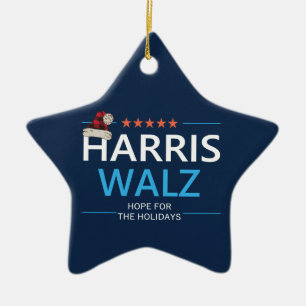 Ornamento De Cerâmica Harris Walz Christmas Hope para os feriados Kamala