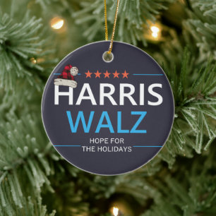 Ornamento De Cerâmica Harris Walz Christmas Hope para os feriados Kamala
