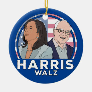 Ornamento De Cerâmica Harris Walz Election
