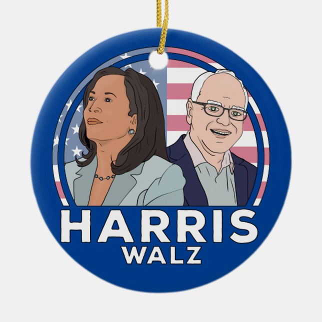 Ornamento De Cerâmica Harris Walz Election (Frente)