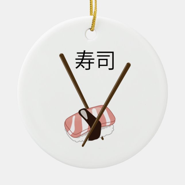 Ornamento De Cerâmica Hashis de Sushi (Frente)