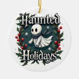 Ornamento De Cerâmica Haunted Holidays Cute Ghost Ornament