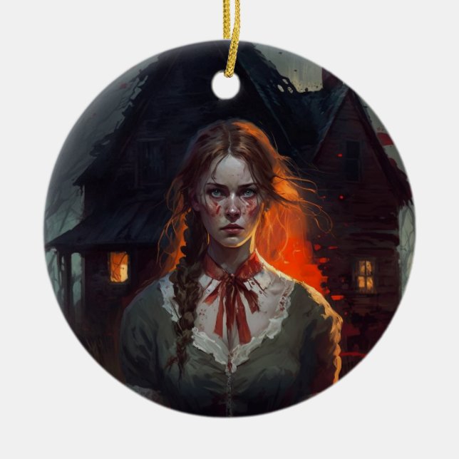 Ornamento De Cerâmica Haunting house (Frente)
