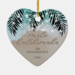 Ornamento De Cerâmica Havaiano Mele Kalikimaka Tropical