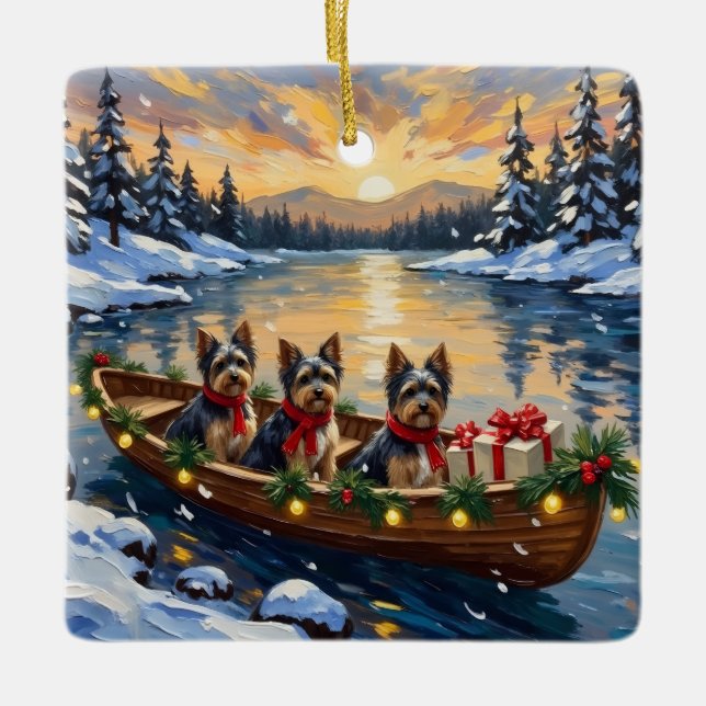 Ornamento De Cerâmica Havanese Christmas Boat Holiday (Frente)